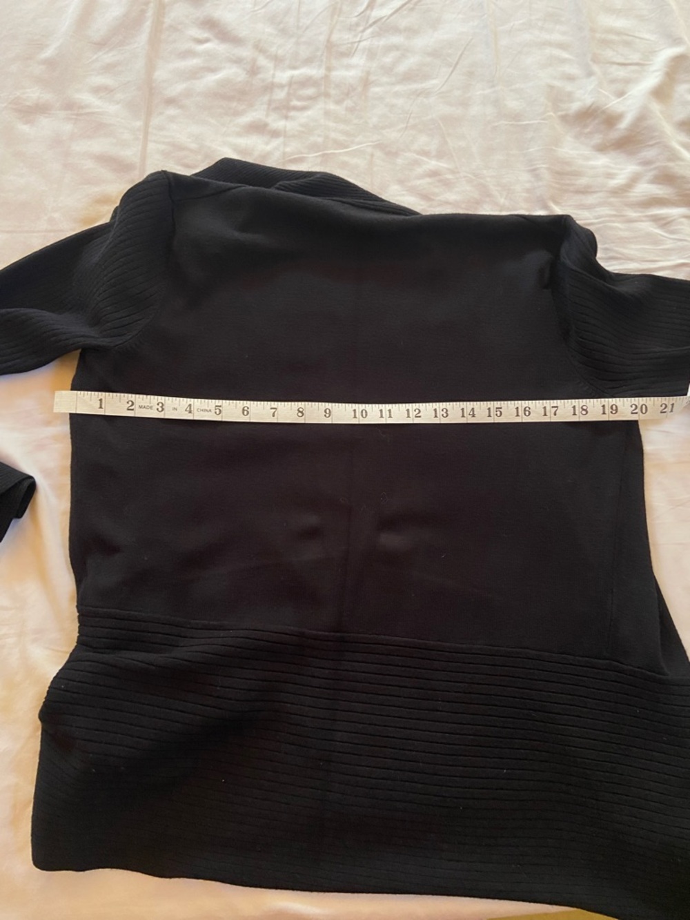 Black Ribbed Open-Front Cardigan - Picture 6 of 8